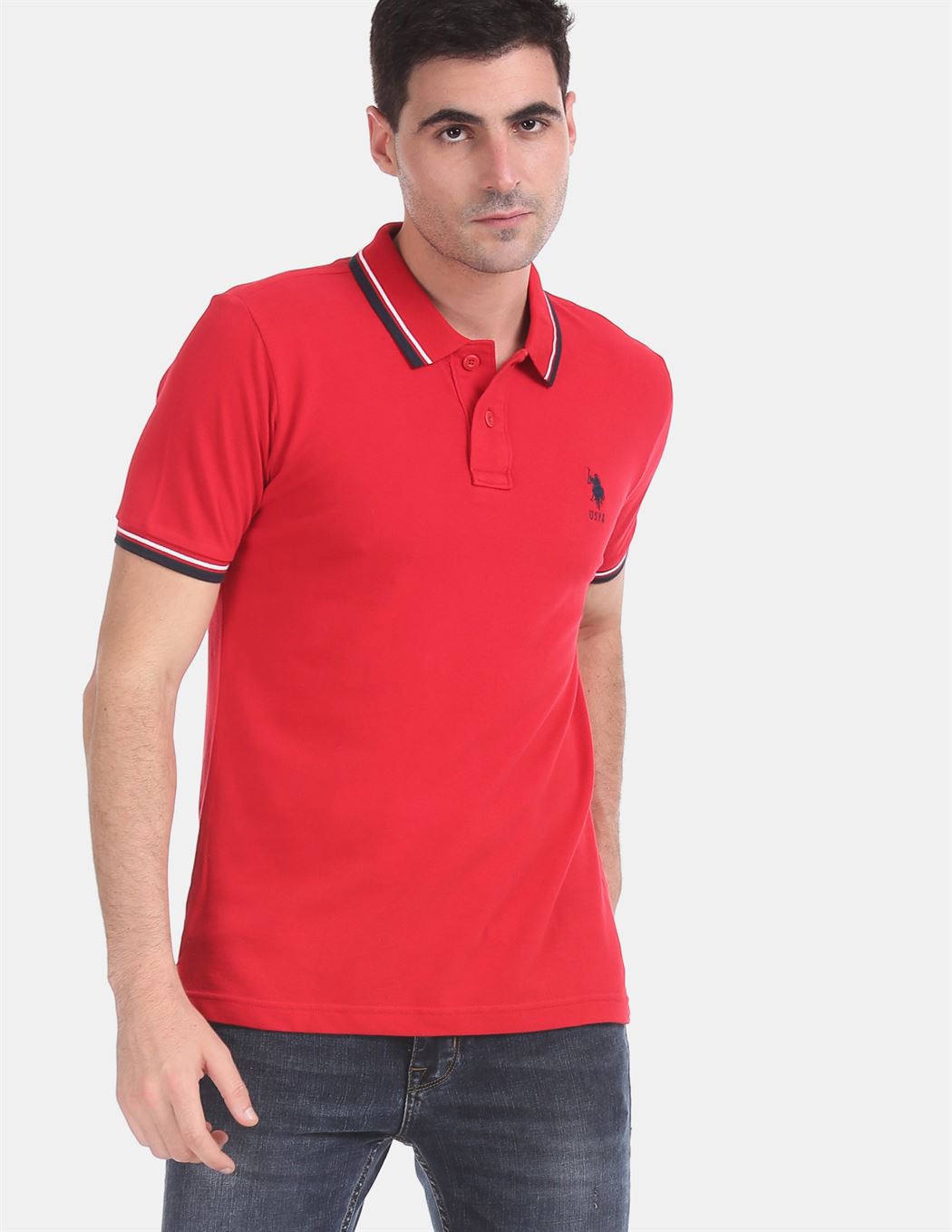 U.S.Polo Assn. Men Casual Wear Red T Shirt Red 157646